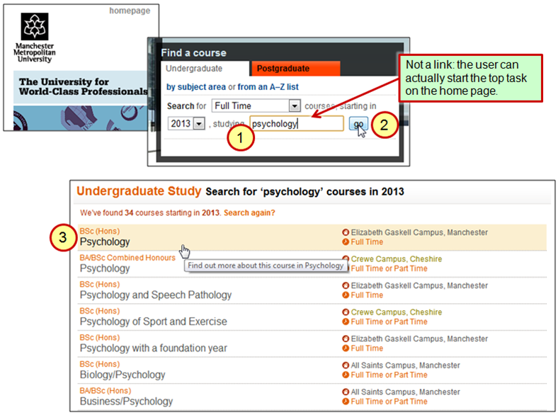 Manchester Metropolitan University: Find a Program application on home page.