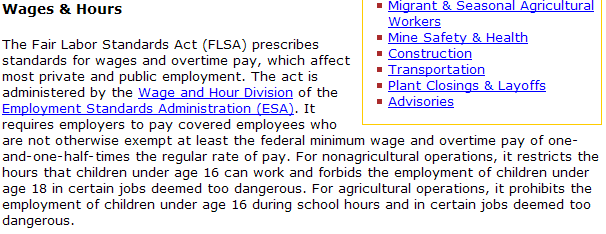 First paragraph of the Wages and Hours text.