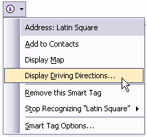 Drop down menu for smart tag.